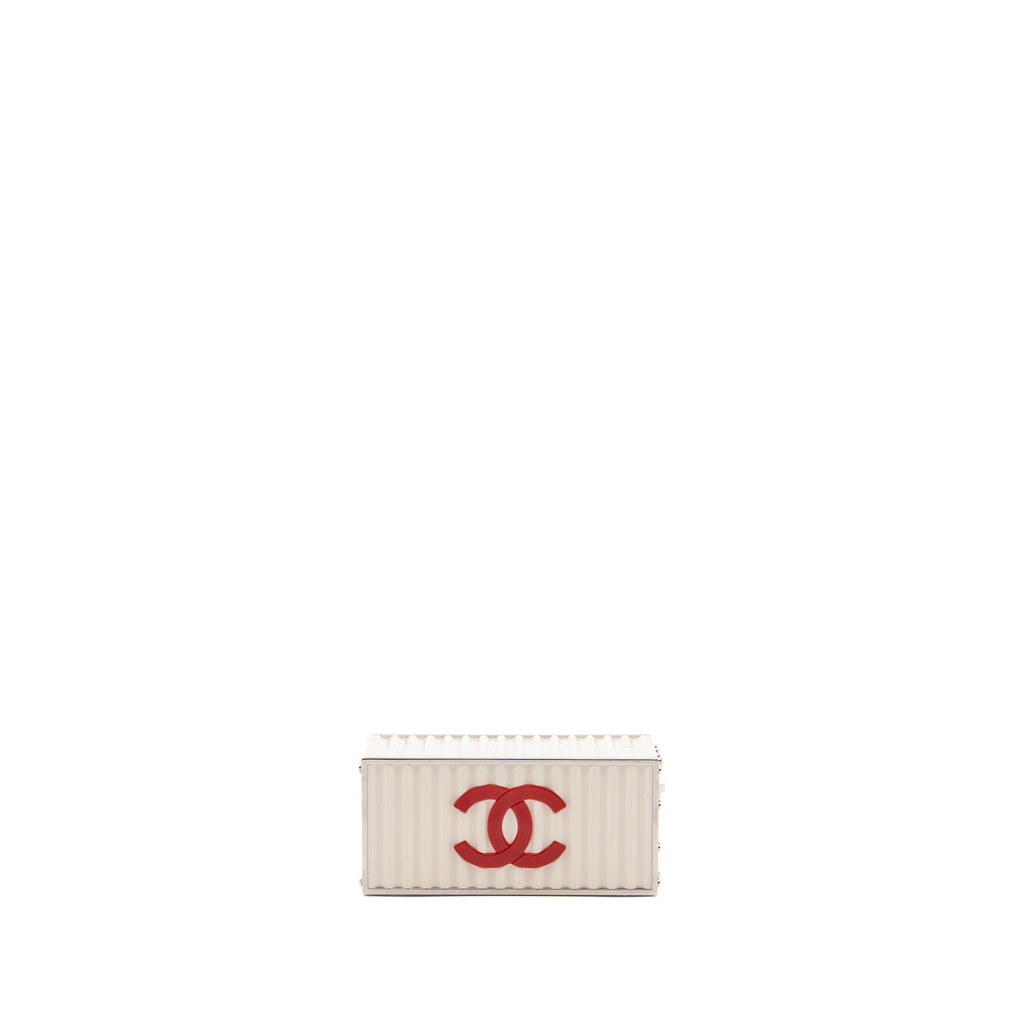 Chanel Paris-Hamburg runway container clutch bag white / black / red SHW