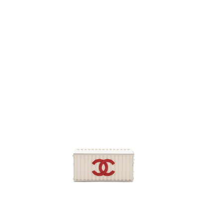Chanel Paris-Hamburg runway container clutch bag white / black / red SHW
