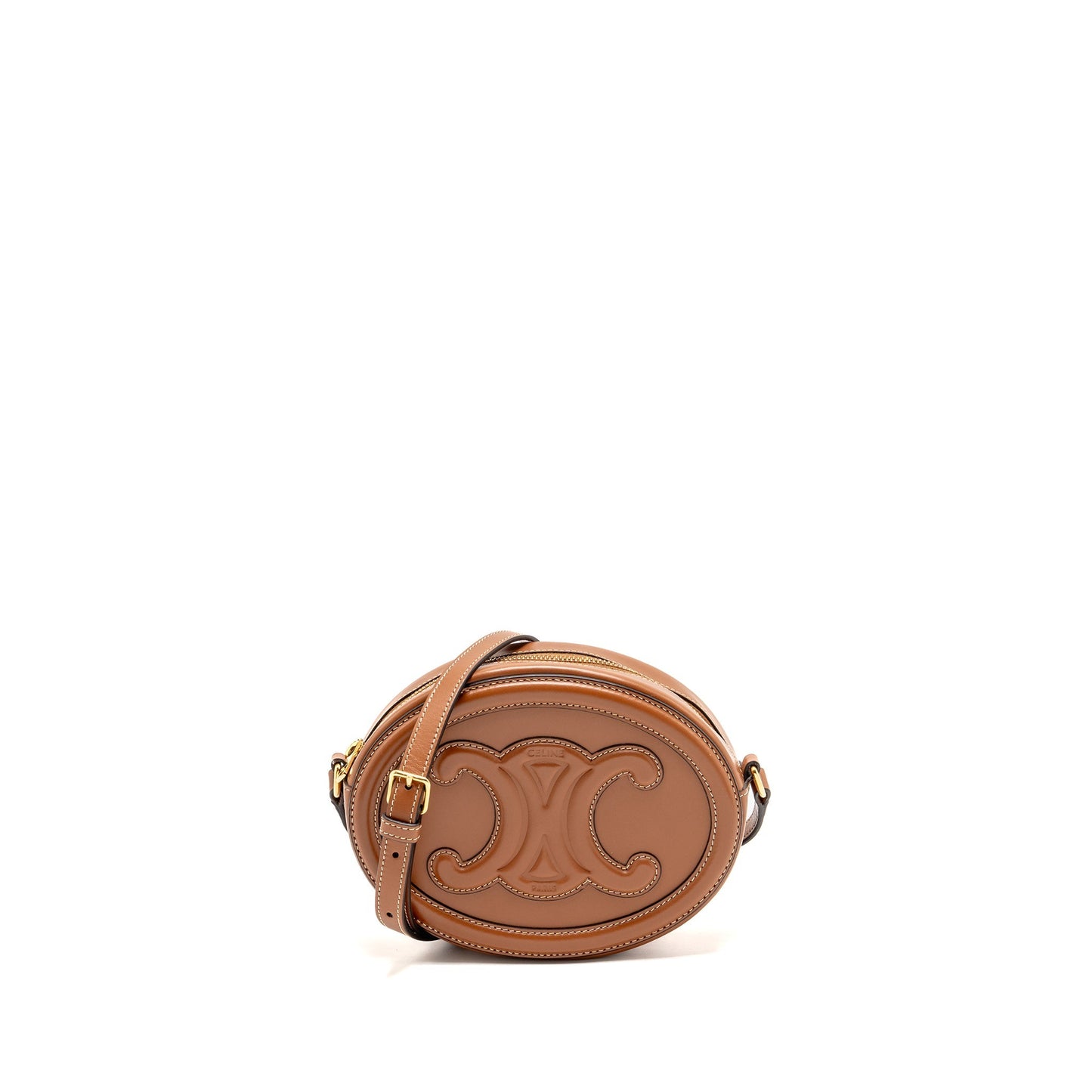 Celine Oval Purse Triomphe Smooth Calfskin Tan