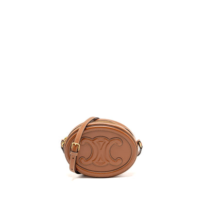 Celine Oval Purse Triomphe Smooth Calfskin Tan