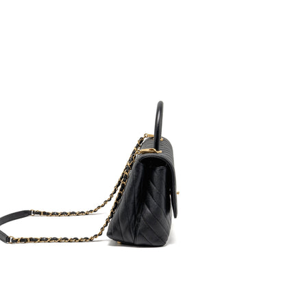 Chanel Medium Chevron Coco handle caviar black GHW