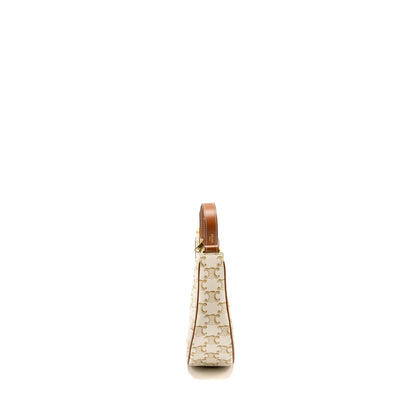 Celine Medium Ava Purse Triomphe Canvas/Calfskin White/Brown