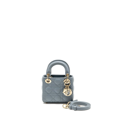 Dior Micro Lady Dior Cannage Lambskin Grey