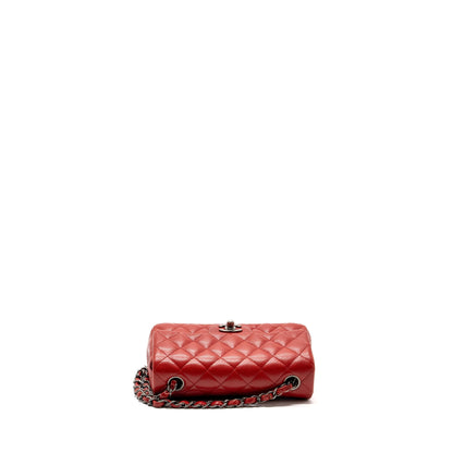Chanel mini rectangular flap bag caviar red ruthenium hardware