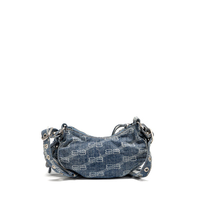 Balenciaga Le Cagole Mini Purse Monogram Denim Light Blue