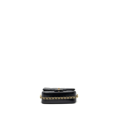 Chanel Quilted flap bag with detailed logo and chain lambskin black GHW (microchip)