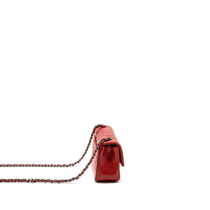Chanel mini rectangular flap bag caviar red ruthenium hardware