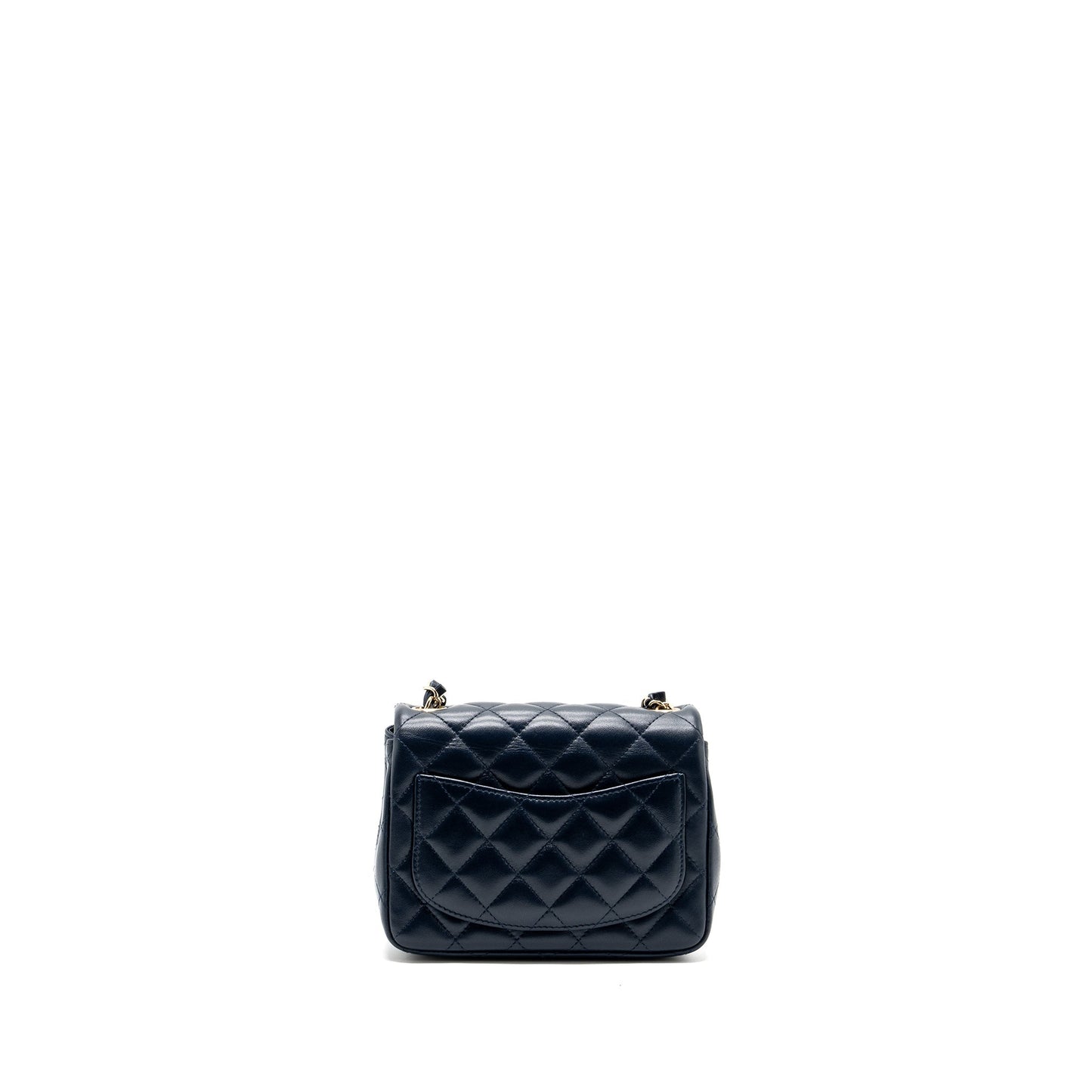 Chanel Classic Mini Square Flap Bag Lambskin Dark Blue LGHW