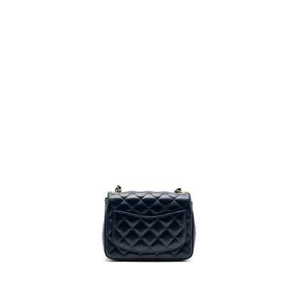 Chanel Classic Mini Square Flap Bag Lambskin Dark Blue LGHW