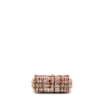 Chanel 23K Mini Rectangular Flap Bag Tweed Pink / Multicolour LGHW (Microchip)