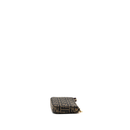 Fendi Baguette Pouch Brown Jacquard Fabric
