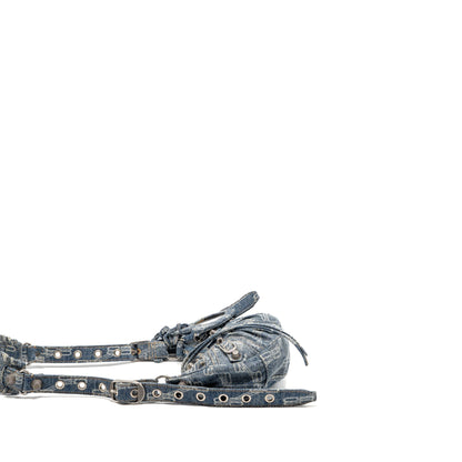 Balenciaga Le Cagole Mini Purse Monogram Denim Light Blue