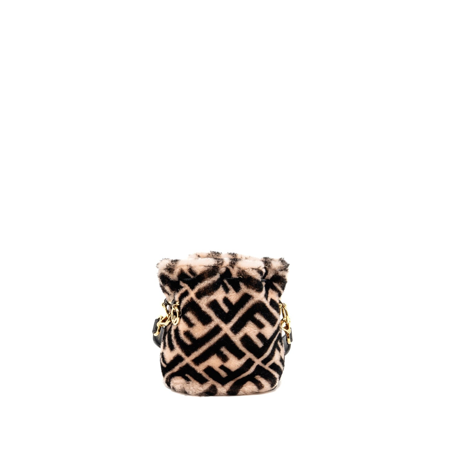 Fendi Mon Tresor Bucket Purse Shearling Zucca Pink/Black