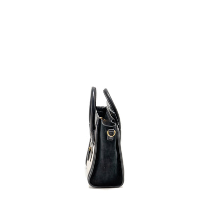 Celine Nano Luggage Purse calfskin black / white