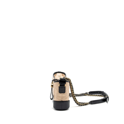 Chanel Small Gabrielle Hobo Bag Aged Calfskin Beige/Black multicolour Hardware