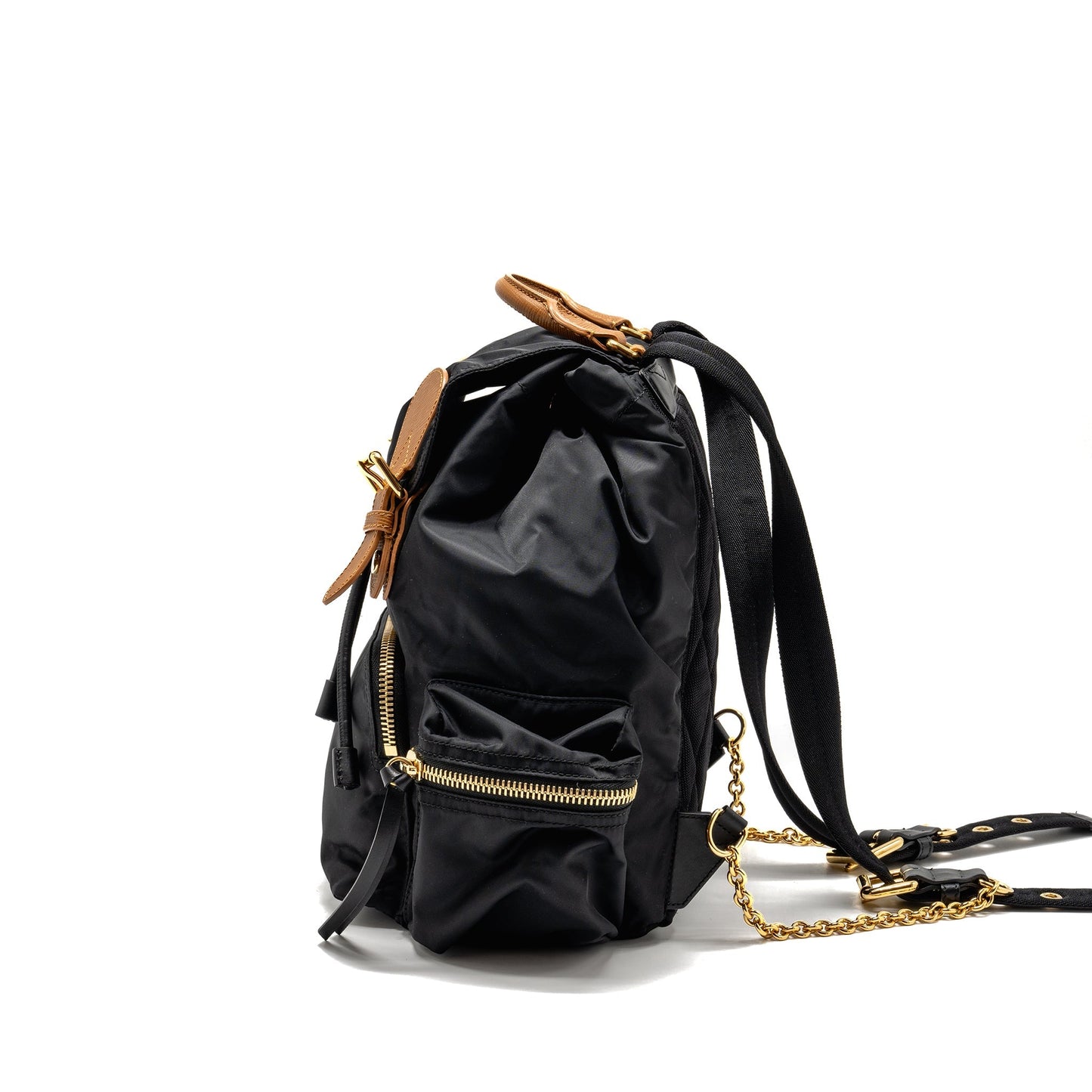 Burberry Medium Rucksack Backpack Nylon Black/Caramel