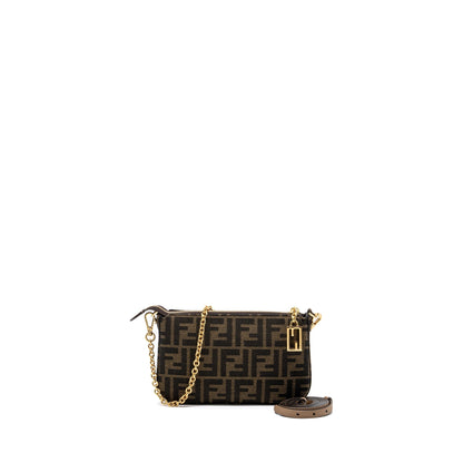 Fendi Baguette Pouch Brown Jacquard Fabric