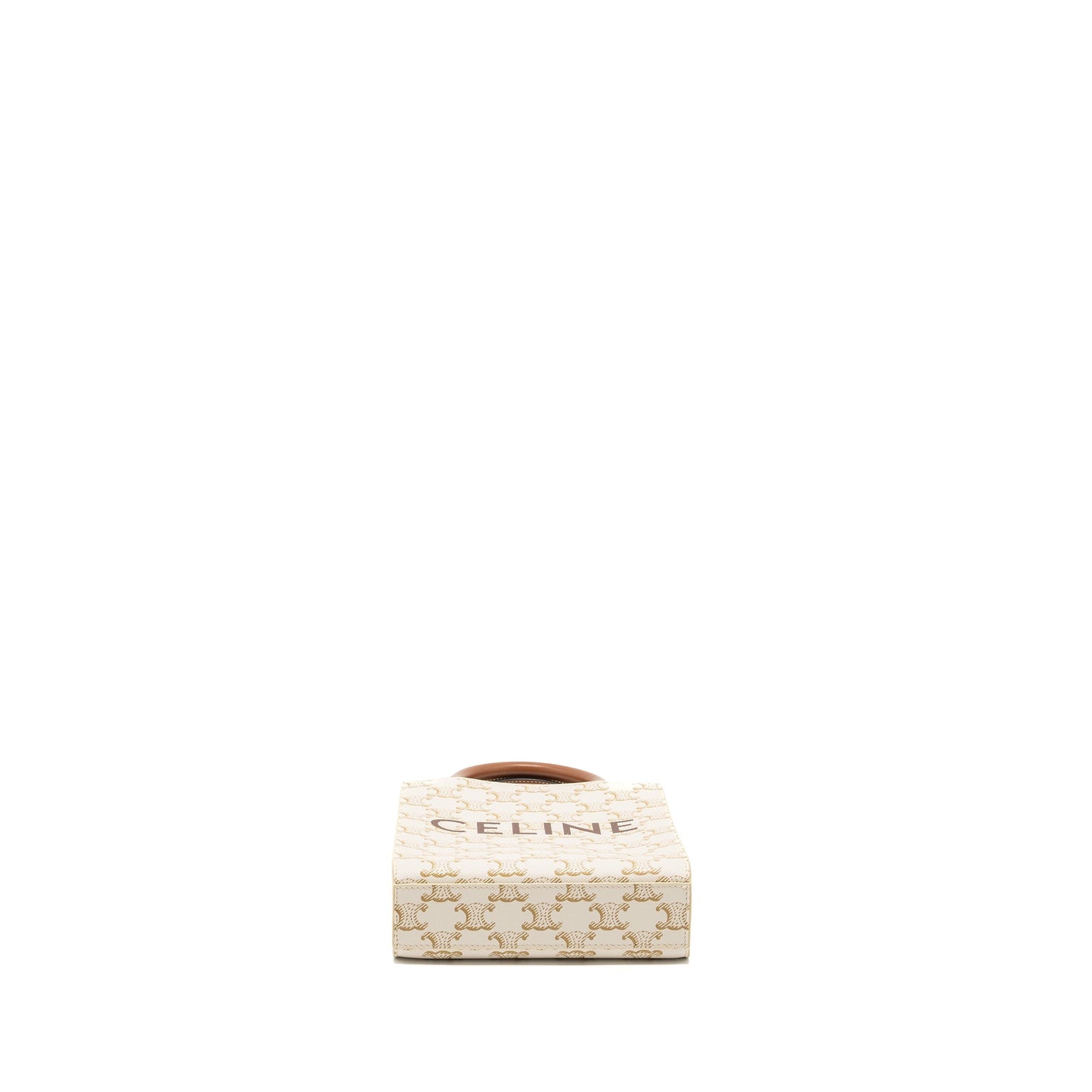 Celine Mini Vertical Cabas in Triomphe Canvas/Calfskin White