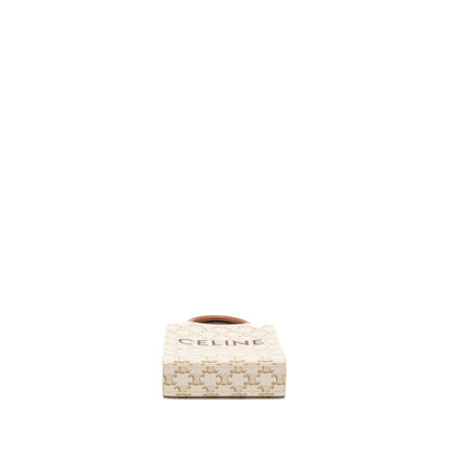 Celine Mini Vertical Cabas in Triomphe Canvas/Calfskin White