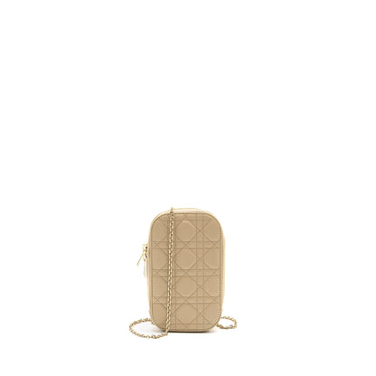 Lady Dior Call'in Dior Phone Holder Cannage Lambskin Beige