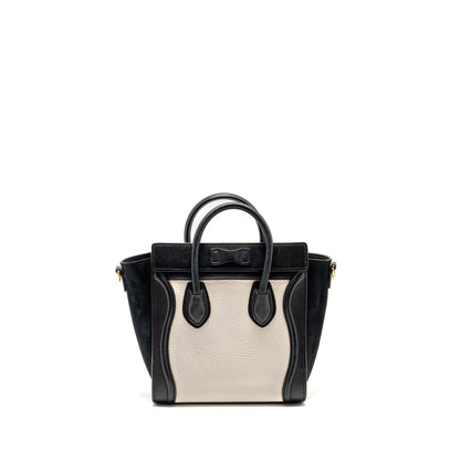 Celine Nano Luggage Purse calfskin black / white