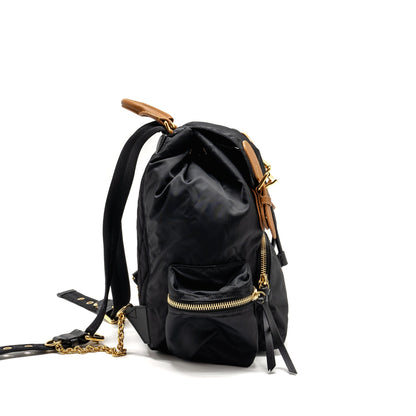 Burberry Medium Rucksack Backpack Nylon Black/Caramel