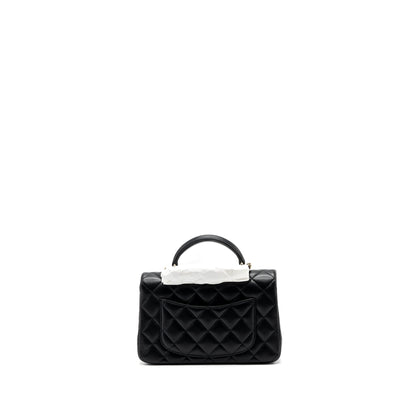 Chanel top handle mini Rectangular flap bag lambskin black LGHW (Microchip )