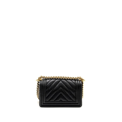 Chanel Chevron Small Boy Bag Caviar Black GHW