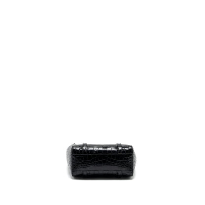 Balenciaga Everyday Tote Purse Crocodile-Embossed Calfskin Black