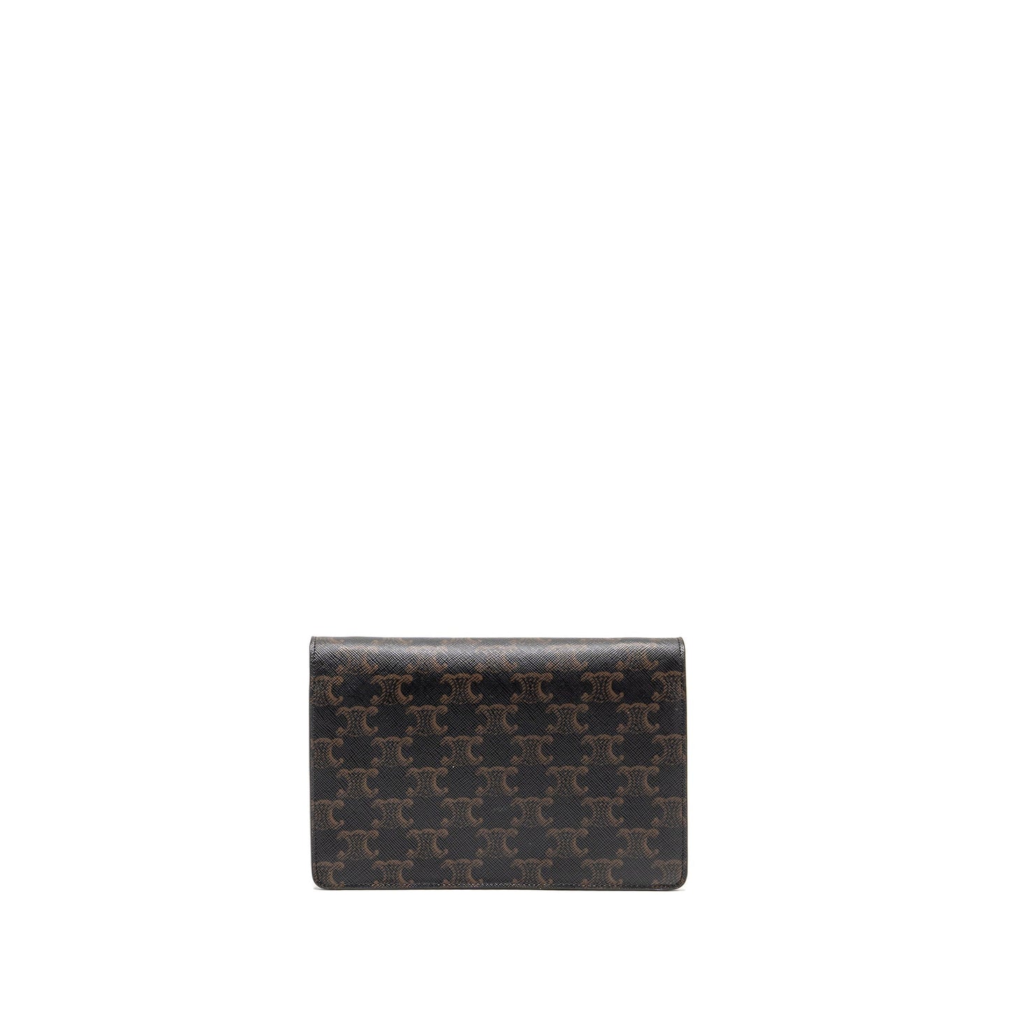 Celine Wallet On Strap Triomphe Canvas / Smooth Lambskin Tan
