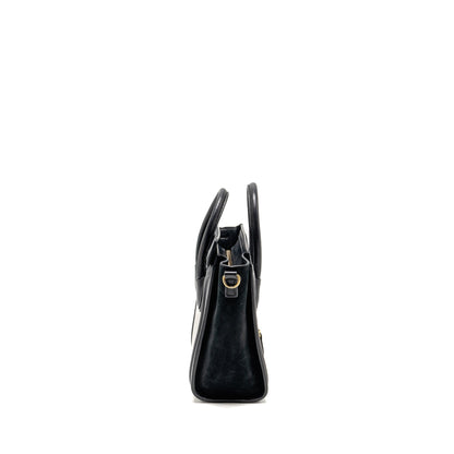 Luxury CELINE Nano Luggage bag calfskin black / white GHW