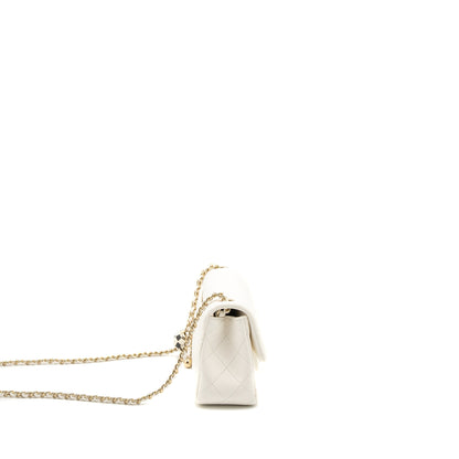 Chanel 23C Pearl Crush Mini Rectangular Flap Bag Lambskin White LGHW (Microchip)