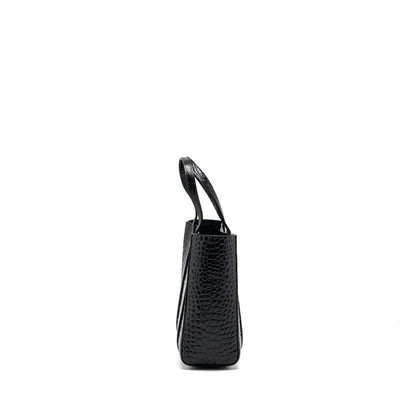 Balenciaga Everyday Tote Purse Crocodile-Embossed Calfskin Black