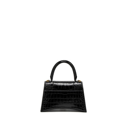 Balenciaga Small Hourglass Purse Crocodile-Embossed Calfskin Black