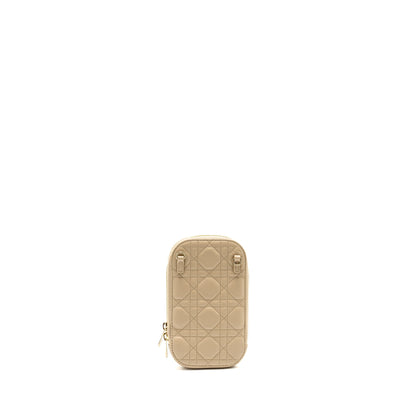 Lady Dior Call'in Dior Phone Holder Cannage Lambskin Beige