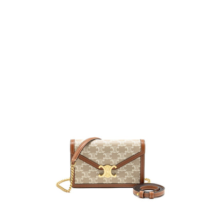 Celine Wallet on Chain Margo Triomphe Canvas/Calfskin