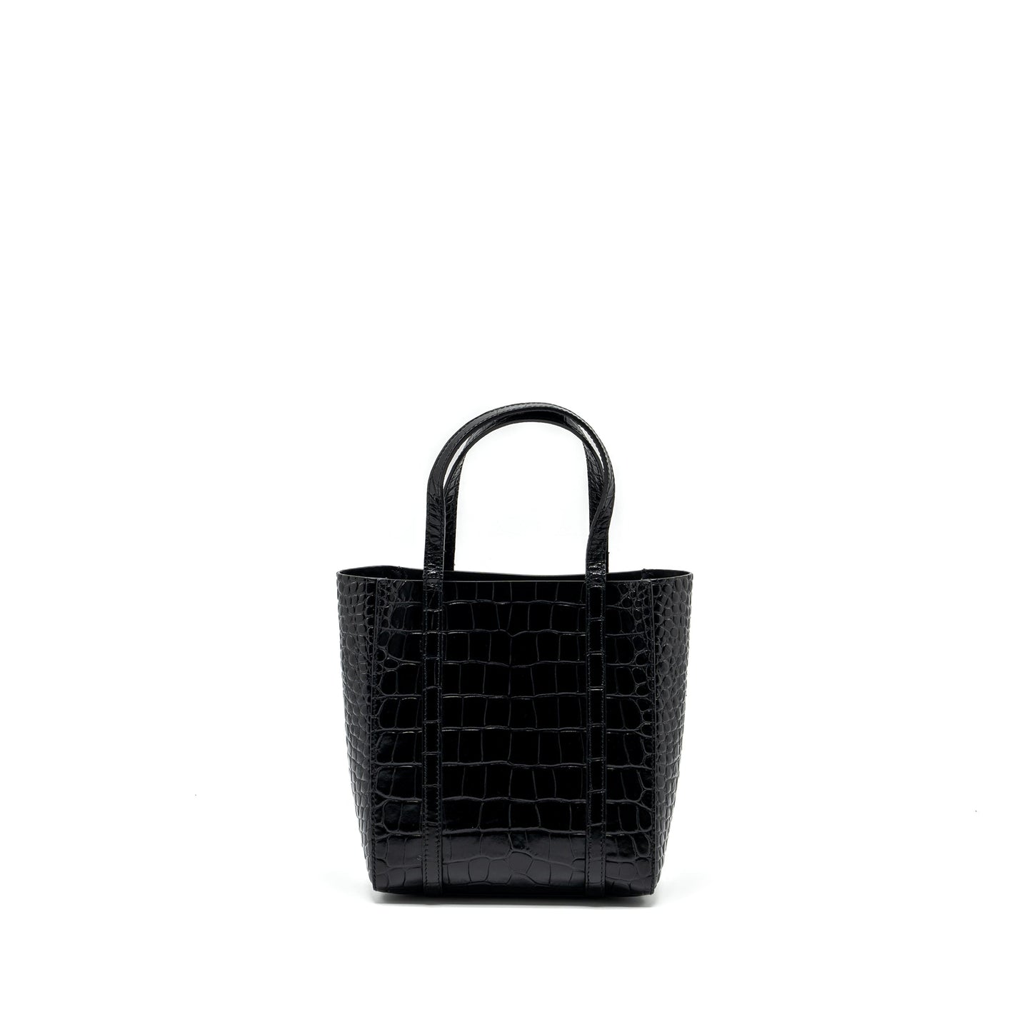 Balenciaga Everyday Tote Purse Crocodile-Embossed Calfskin Black