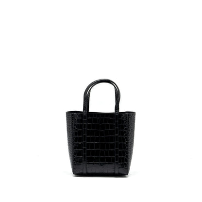Balenciaga Everyday Tote Purse Crocodile-Embossed Calfskin Black