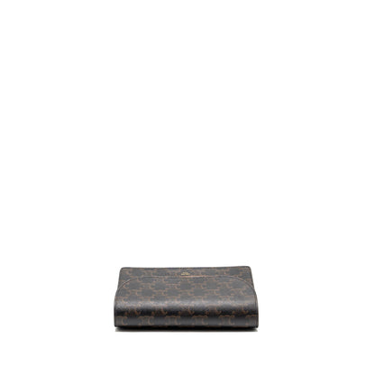 Celine Wallet On Strap Triomphe Canvas / Smooth Lambskin Tan