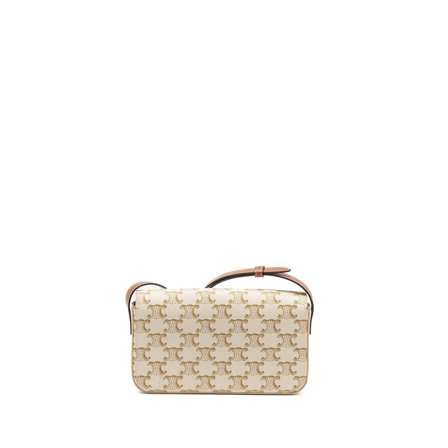 Celine Triomphe Shouder Purse Triomphe Canvas / Calfskin White
