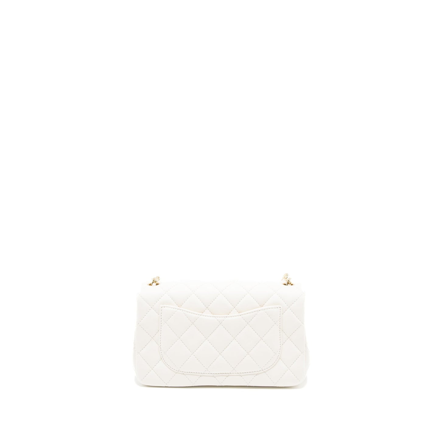 Chanel 23C Pearl Crush Mini Rectangular Flap Bag Lambskin White LGHW (Microchip)