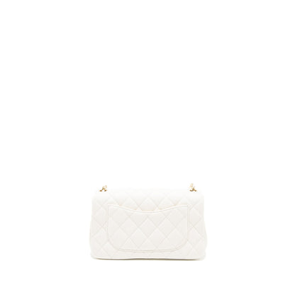Chanel 23C Pearl Crush Mini Rectangular Flap Bag Lambskin White LGHW (Microchip)