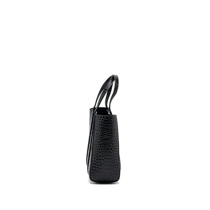 Balenciaga Everyday Tote Purse Crocodile-Embossed Calfskin Black