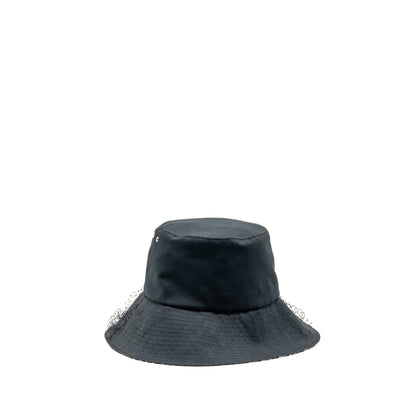 Dior Size 58 Teddy-D Brim Bucket Hat with Veil Black
