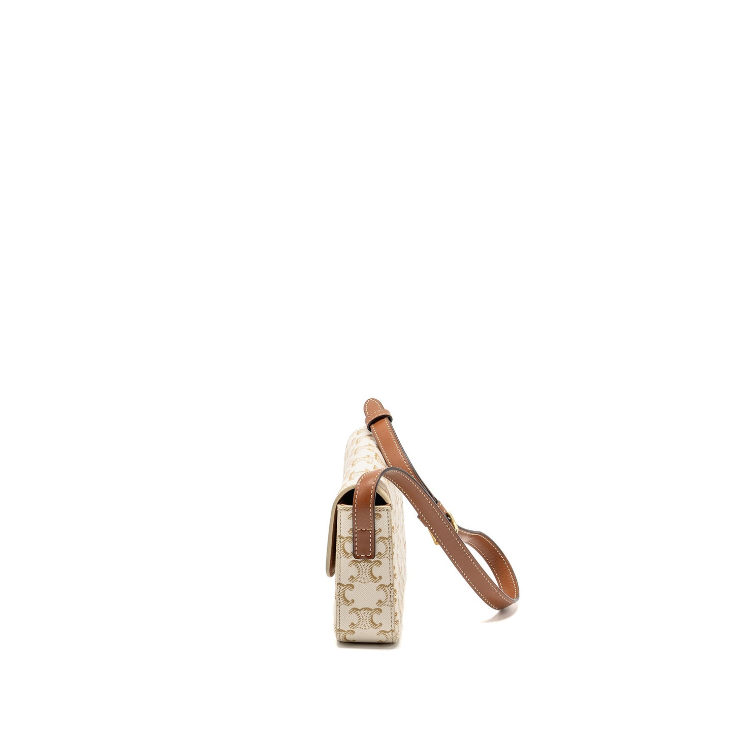 Celine Triomphe Shouder Purse Triomphe Canvas / Calfskin White