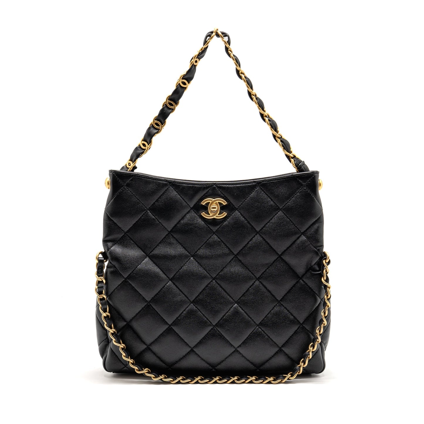 Chanel Large Hobo Bag Lambskin Black GHW (Microchip)