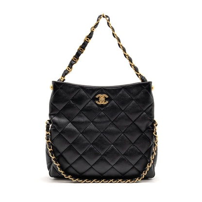Chanel Large Hobo Bag Lambskin Black GHW (Microchip)