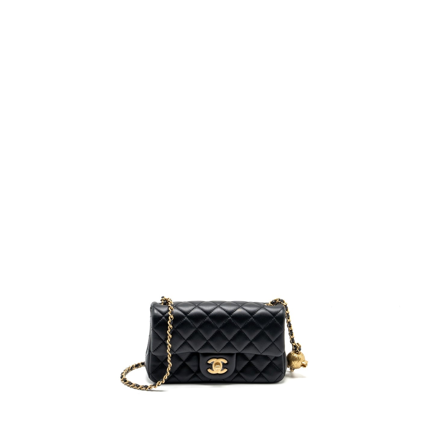 Chanel Pearl Crush Mini Rectangular Flap Bag Lambskin Black GHW (microchip)