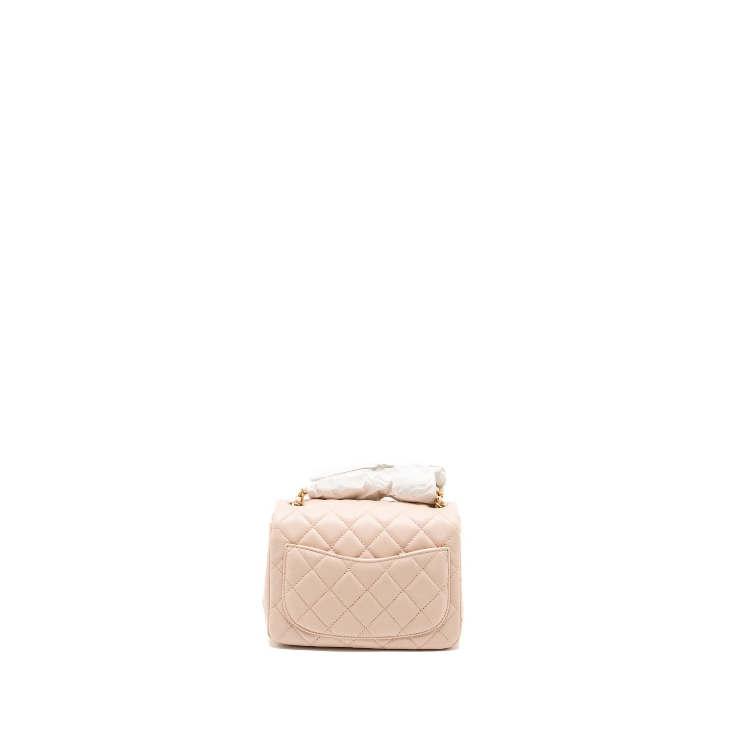 Chanel 22C pearl crush mini square flap bag lambskin pink Ghw (microchip)
