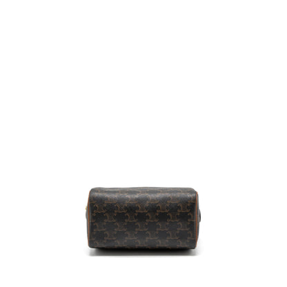 Celine Small Boston Purse Triomphe Canvas/Calfskin Tan